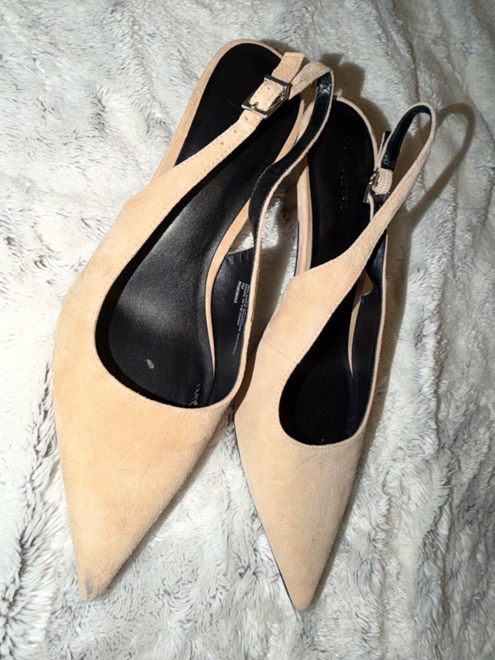 Nordstrom Beige Suede Pointed Toe Kitten Heels